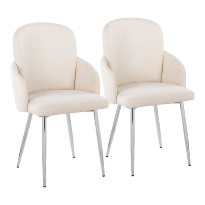 Dahlia Contemporary Dining Chair in Gold Metal and Black Faux Leather with Chrome Accent   - Set of 2