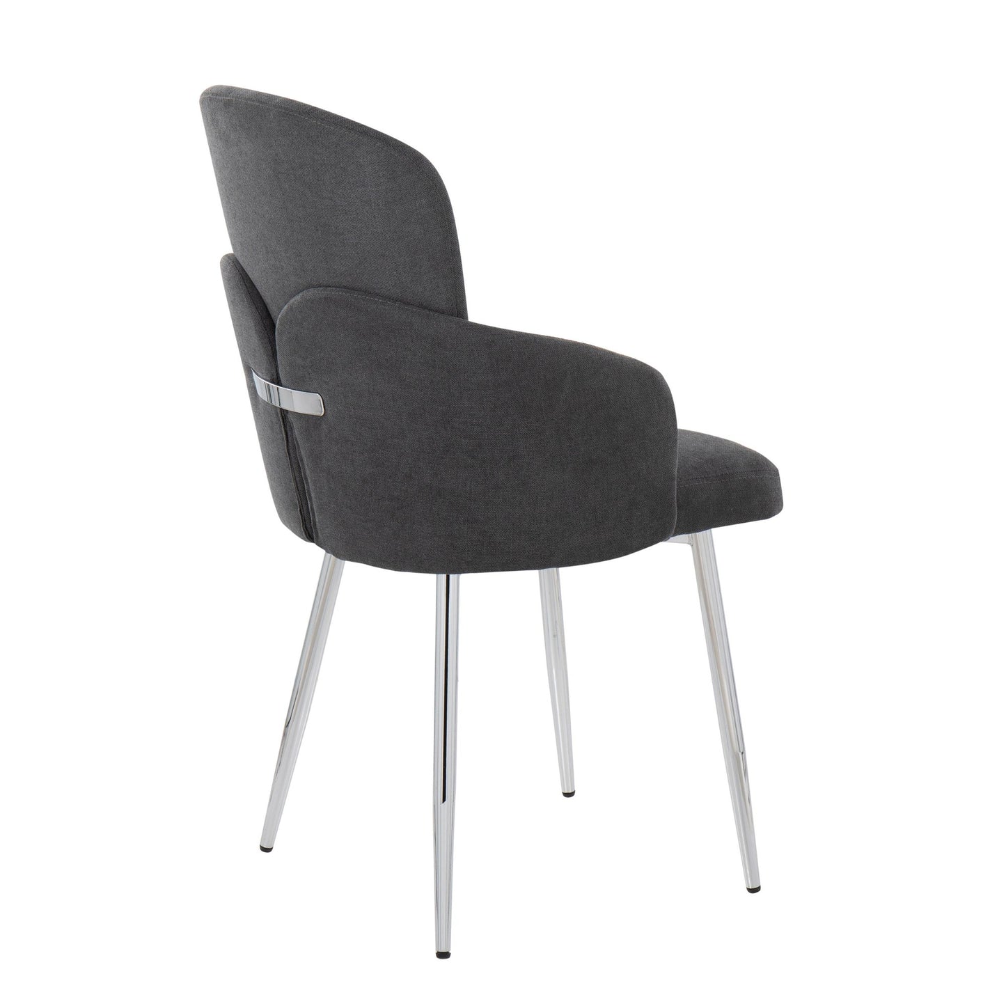 Dahlia Contemporary Dining Chair in Gold Metal and Black Faux Leather with Chrome Accent   - Set of 2