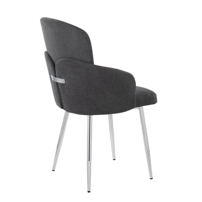 Dahlia Contemporary Dining Chair in Gold Metal and Black Faux Leather with Chrome Accent   - Set of 2