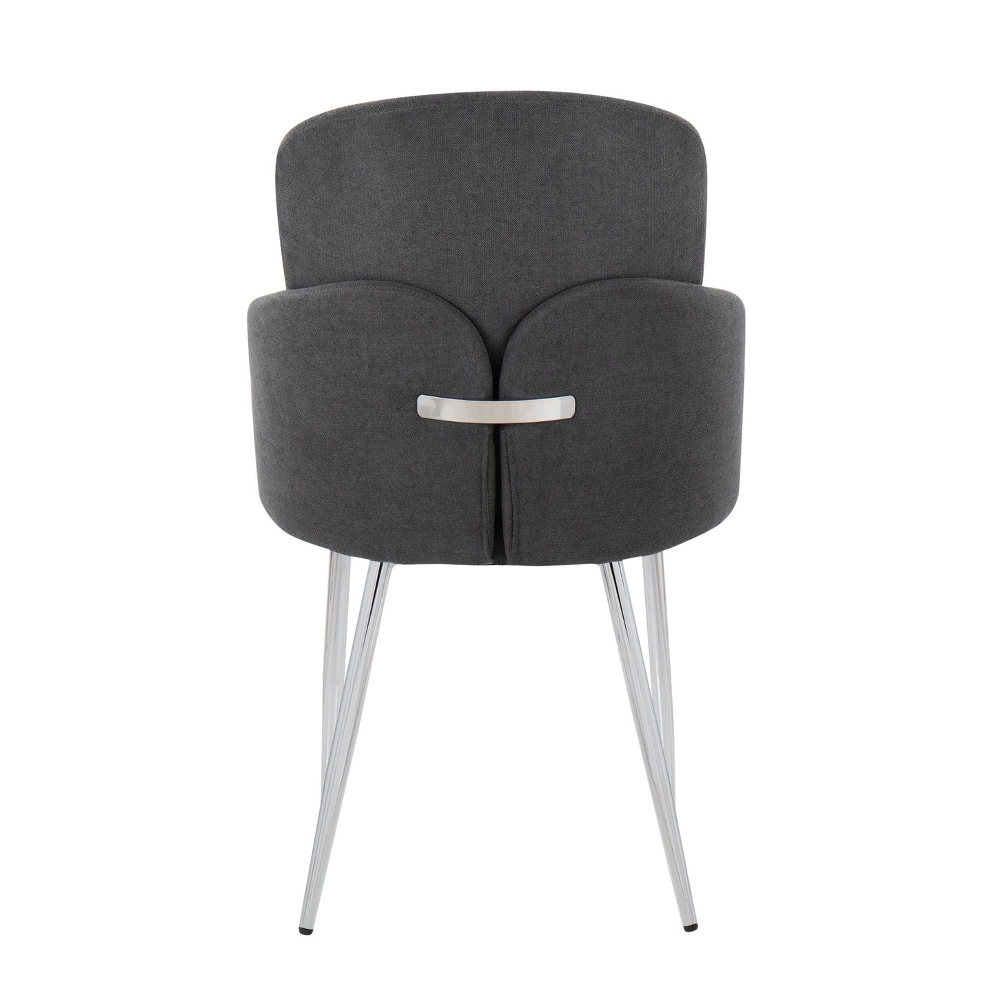 Dahlia Contemporary Dining Chair in Gold Metal and Black Faux Leather with Chrome Accent   - Set of 2