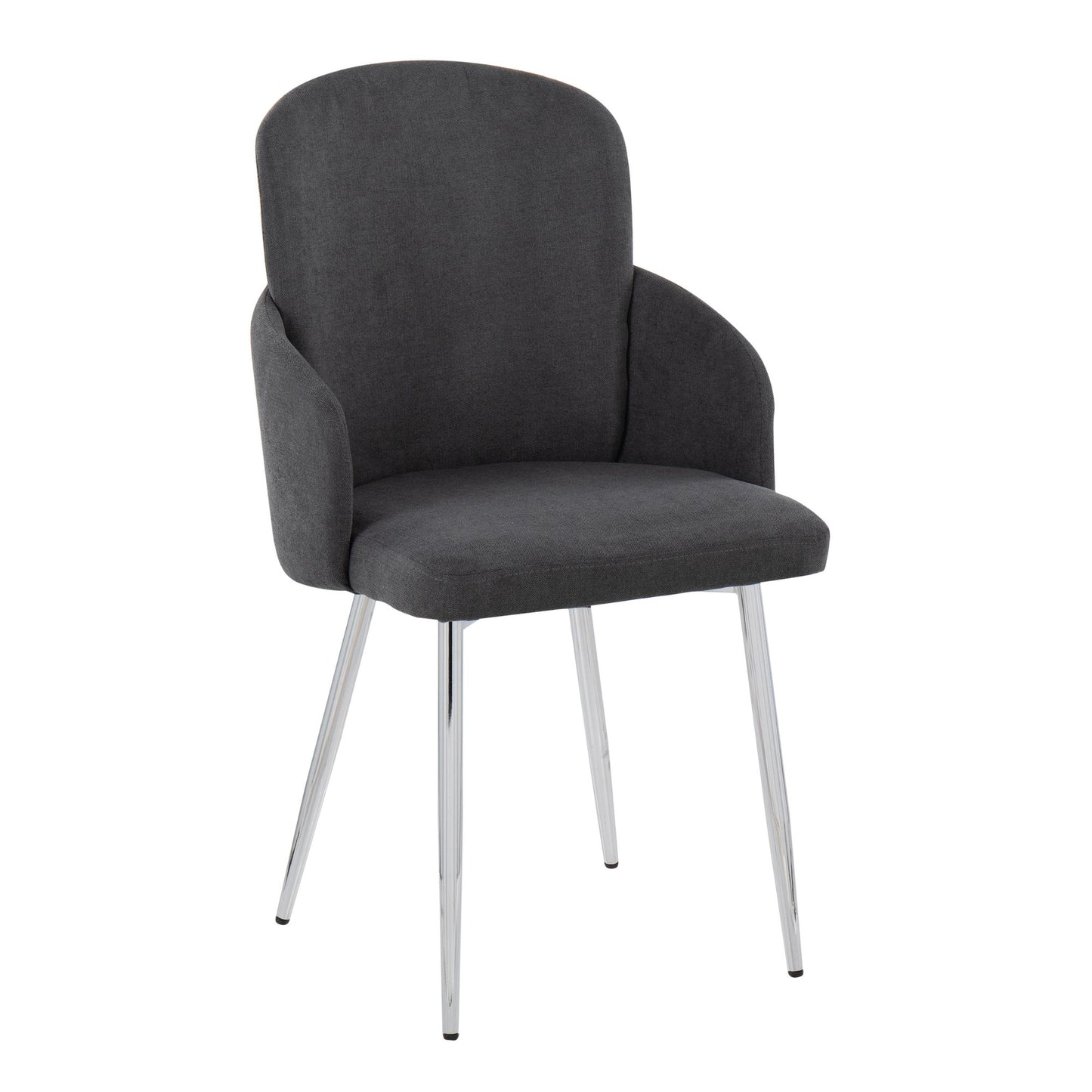 Dahlia Contemporary Dining Chair in Gold Metal and Black Faux Leather with Chrome Accent   - Set of 2