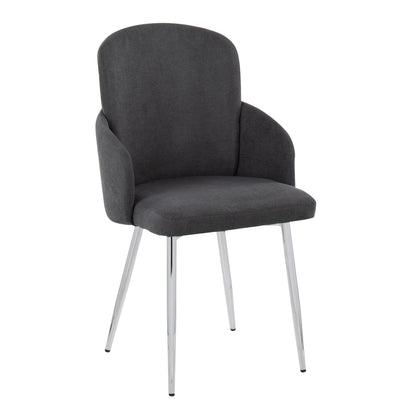 Dahlia Contemporary Dining Chair in Gold Metal and Black Faux Leather with Chrome Accent   - Set of 2