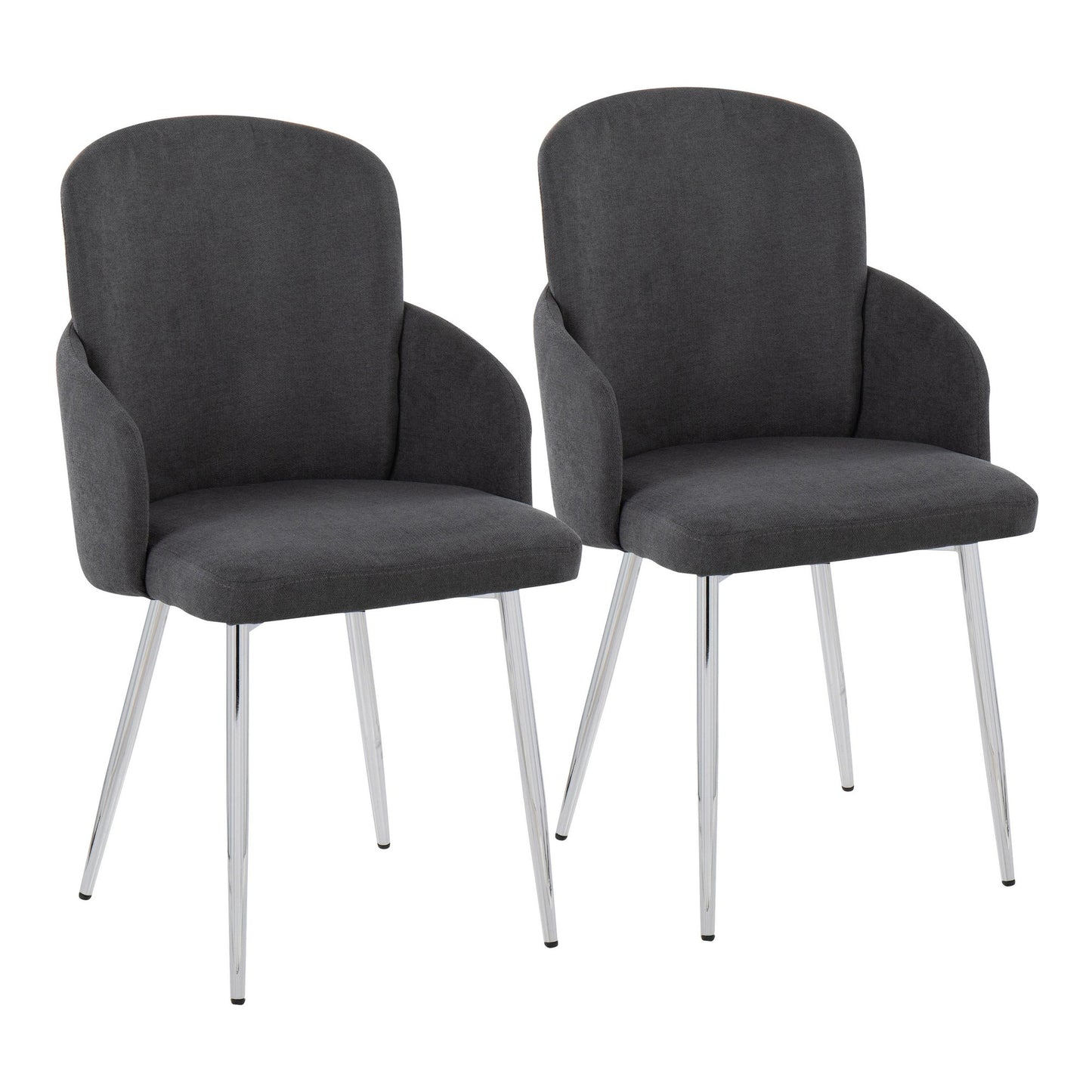 Dahlia Contemporary Dining Chair in Gold Metal and Black Faux Leather with Chrome Accent   - Set of 2