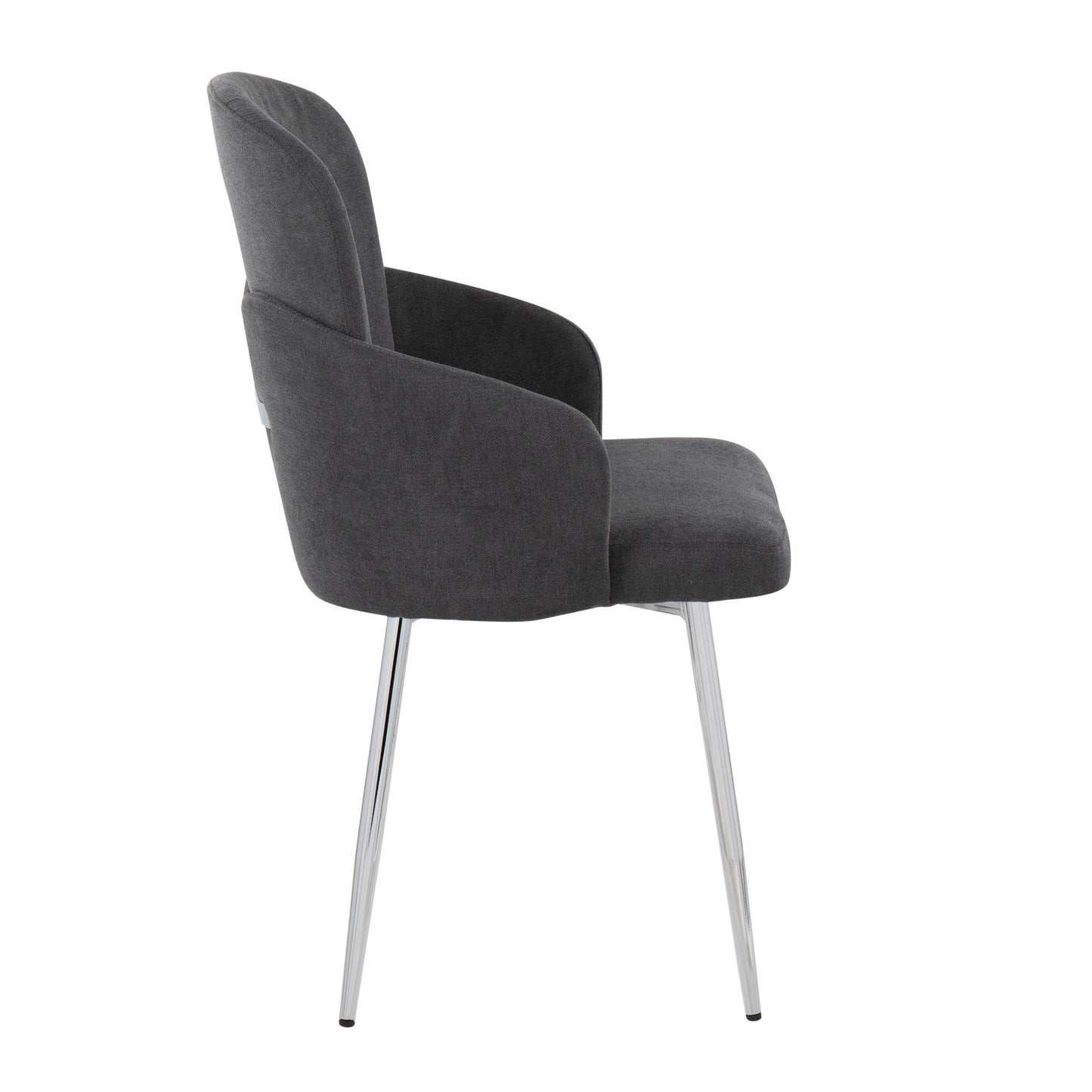 Dahlia Contemporary Dining Chair in Gold Metal and Black Faux Leather with Chrome Accent   - Set of 2