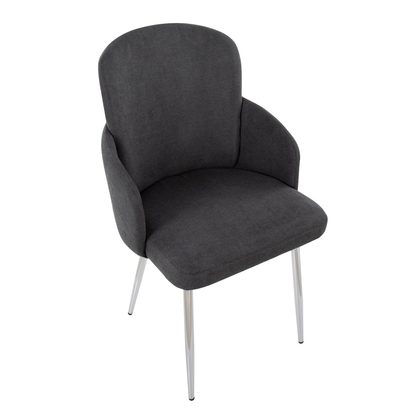 Dahlia Contemporary Dining Chair in Gold Metal and Black Faux Leather with Chrome Accent   - Set of 2