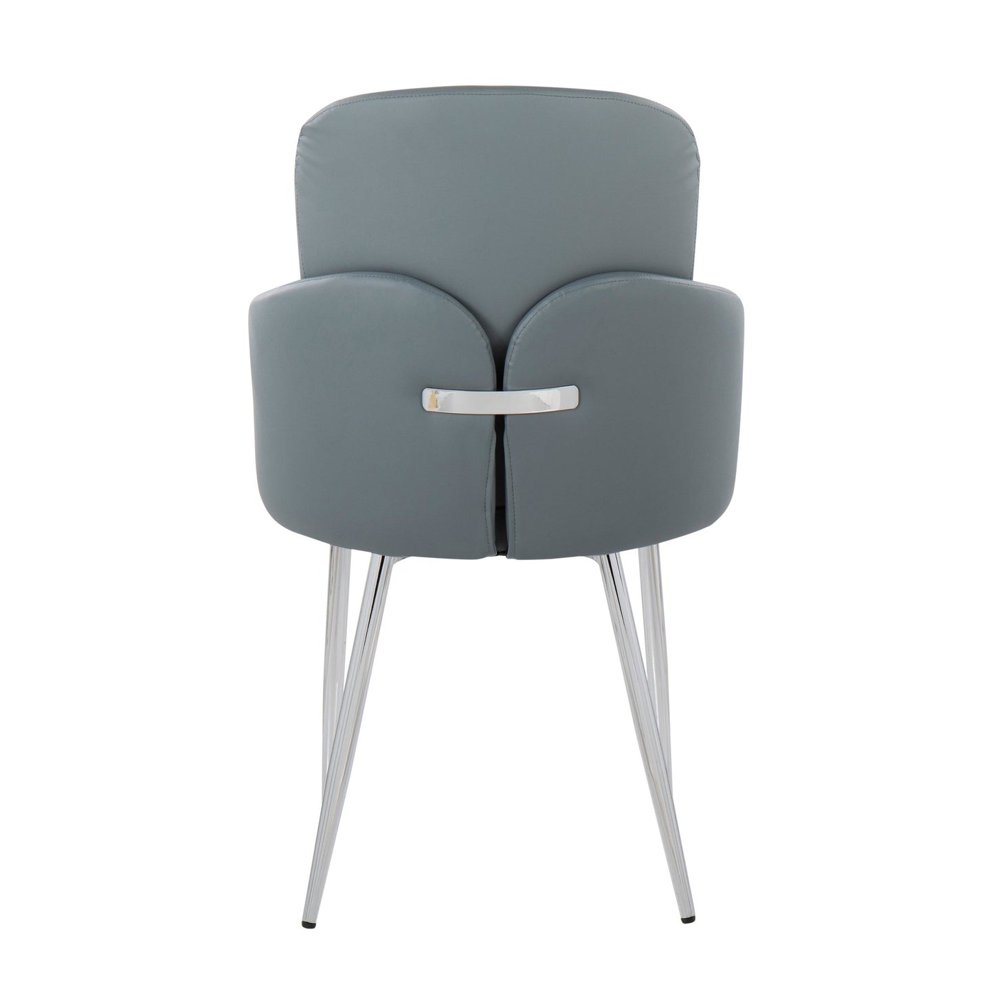 Dahlia Contemporary Dining Chair in Gold Metal and Black Faux Leather with Chrome Accent   - Set of 2