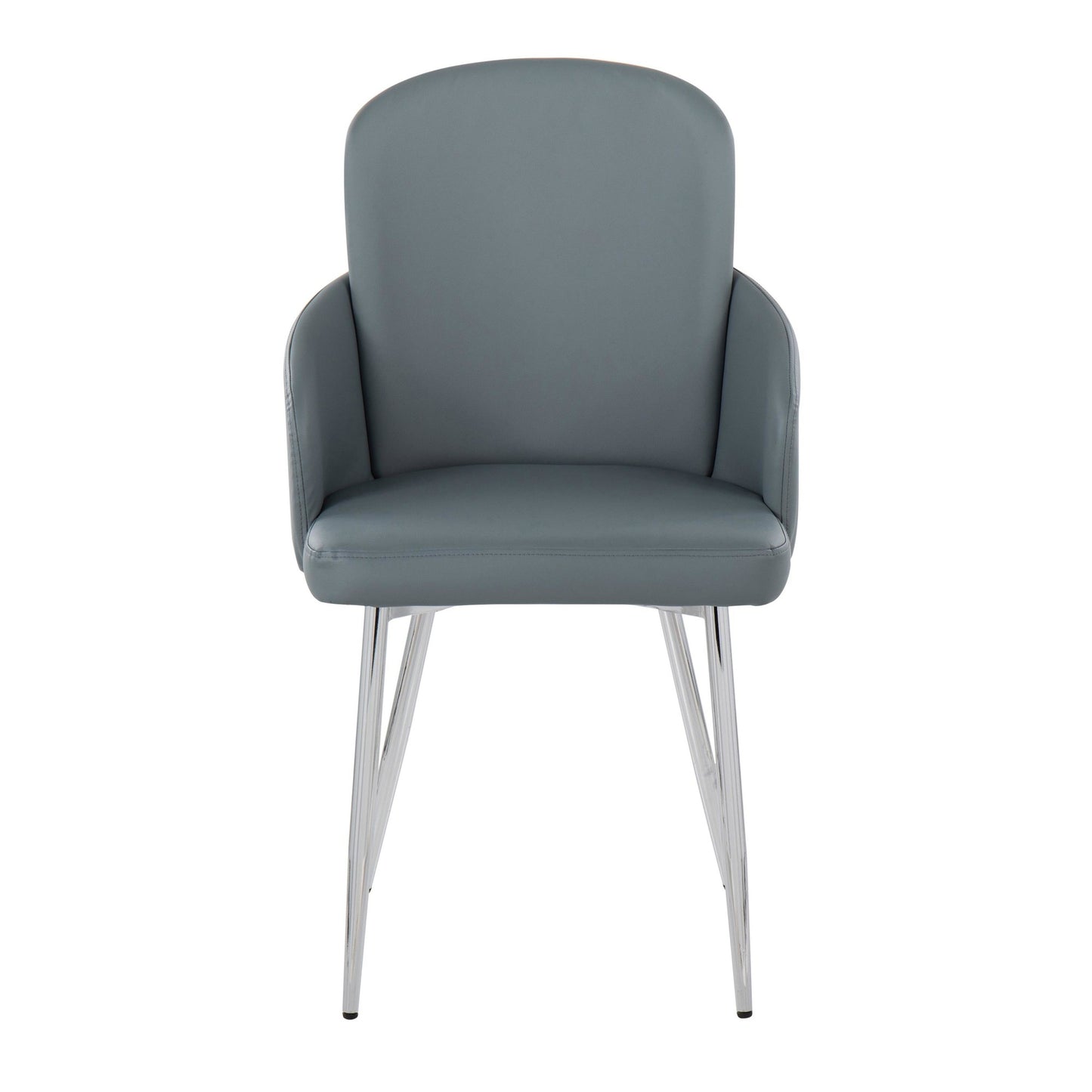 Dahlia Contemporary Dining Chair in Gold Metal and Black Faux Leather with Chrome Accent   - Set of 2