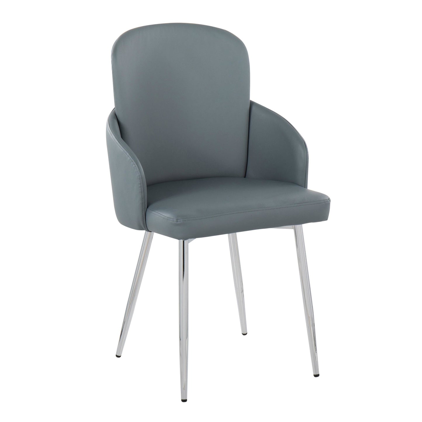 Dahlia Contemporary Dining Chair in Gold Metal and Black Faux Leather with Chrome Accent   - Set of 2