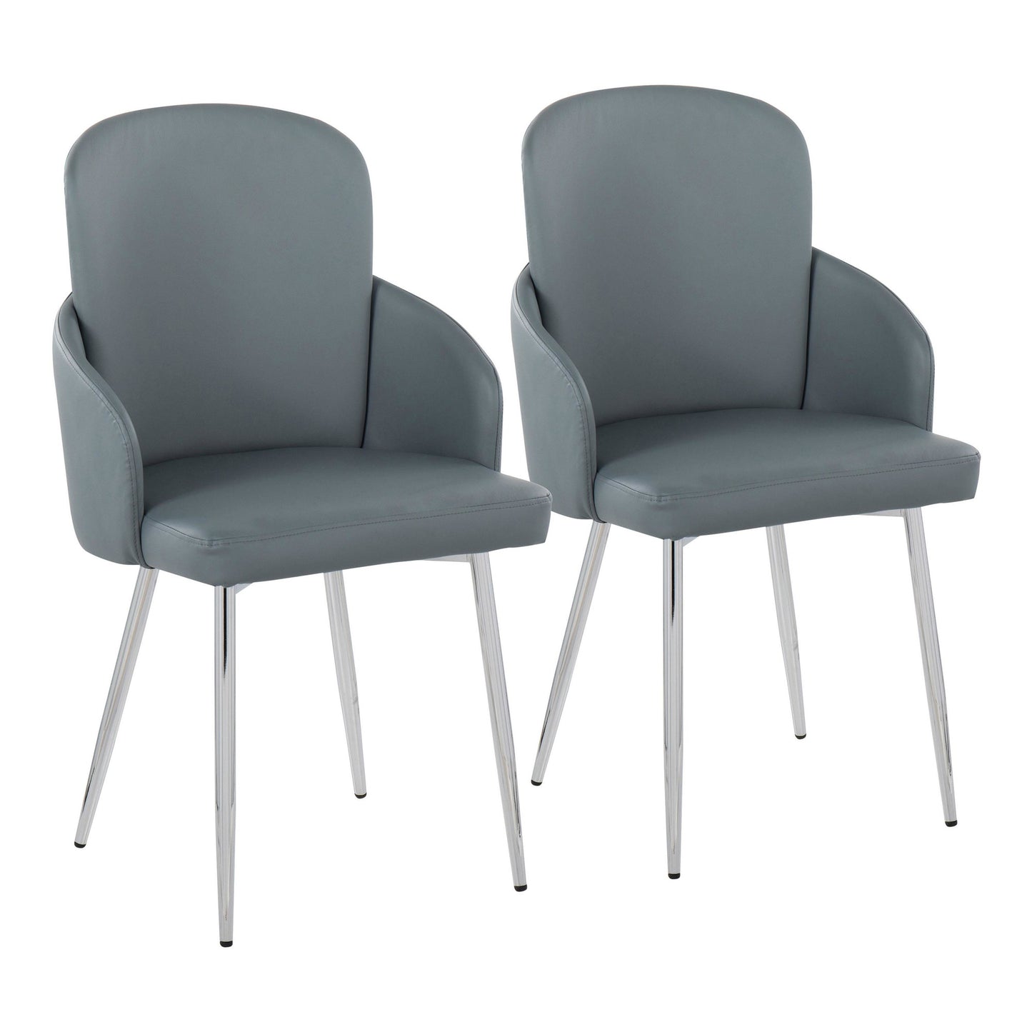 Dahlia Contemporary Dining Chair in Gold Metal and Black Faux Leather with Chrome Accent   - Set of 2