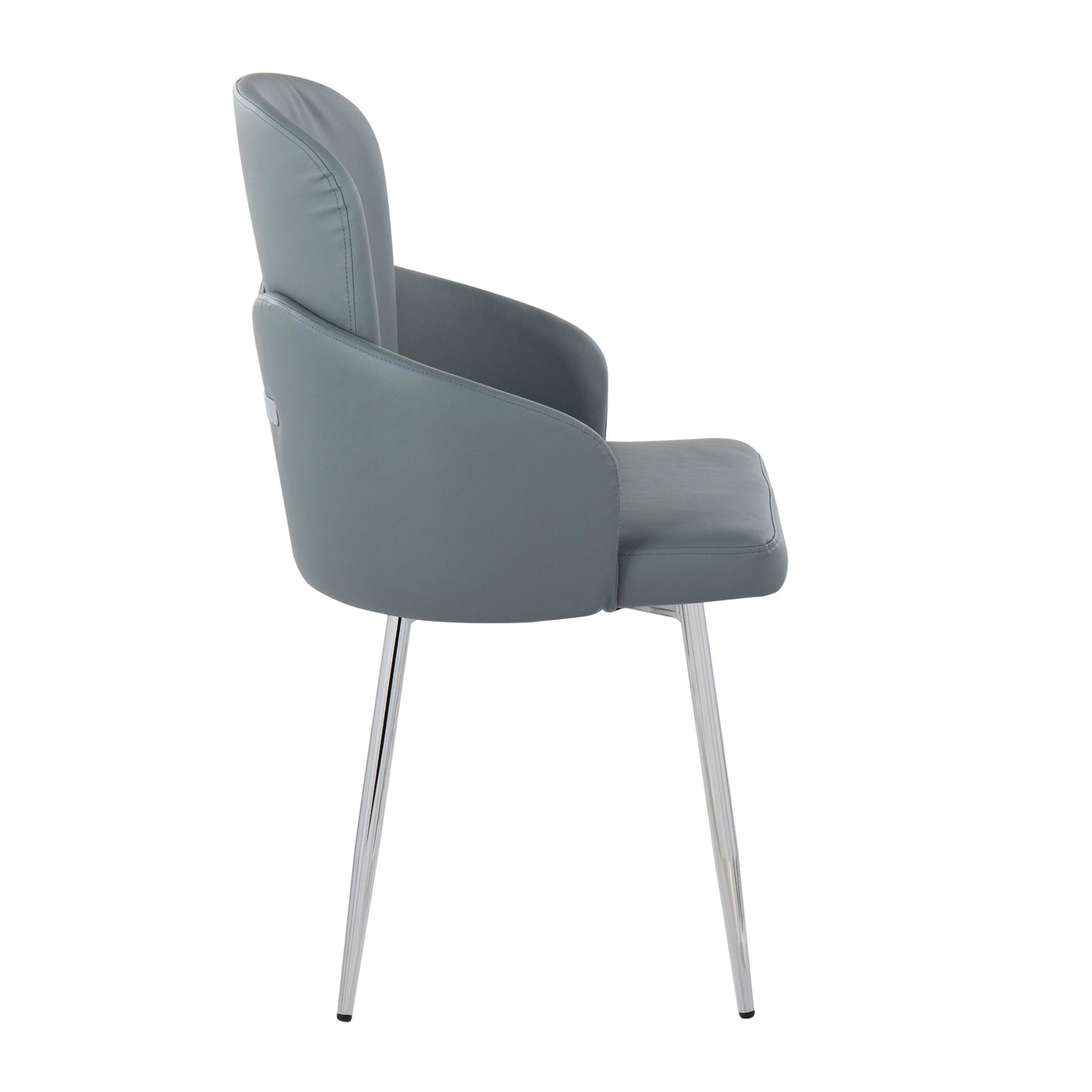 Dahlia Contemporary Dining Chair in Gold Metal and Black Faux Leather with Chrome Accent   - Set of 2