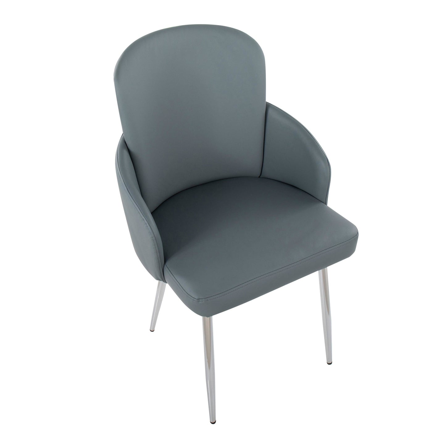 Dahlia Contemporary Dining Chair in Gold Metal and Black Faux Leather with Chrome Accent   - Set of 2