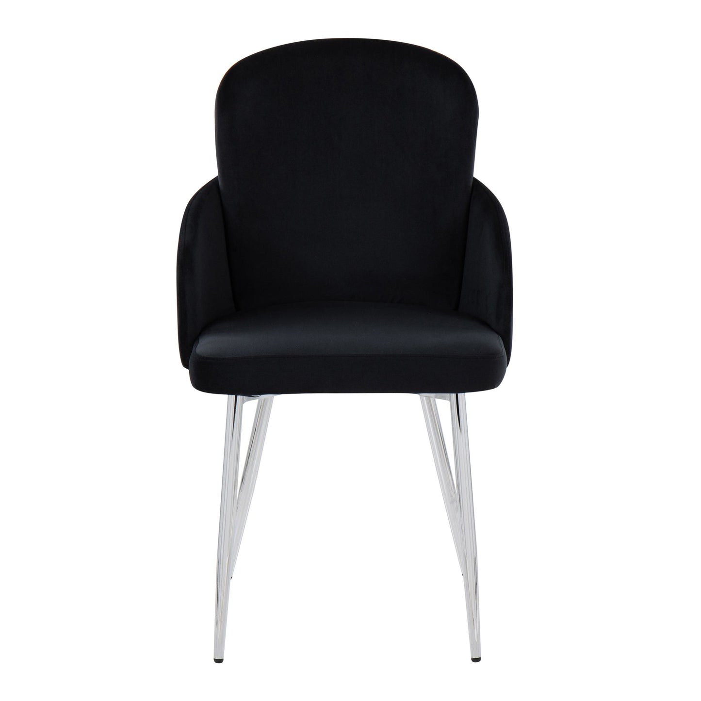 Dahlia Contemporary Dining Chair in Gold Metal and Black Faux Leather with Chrome Accent   - Set of 2