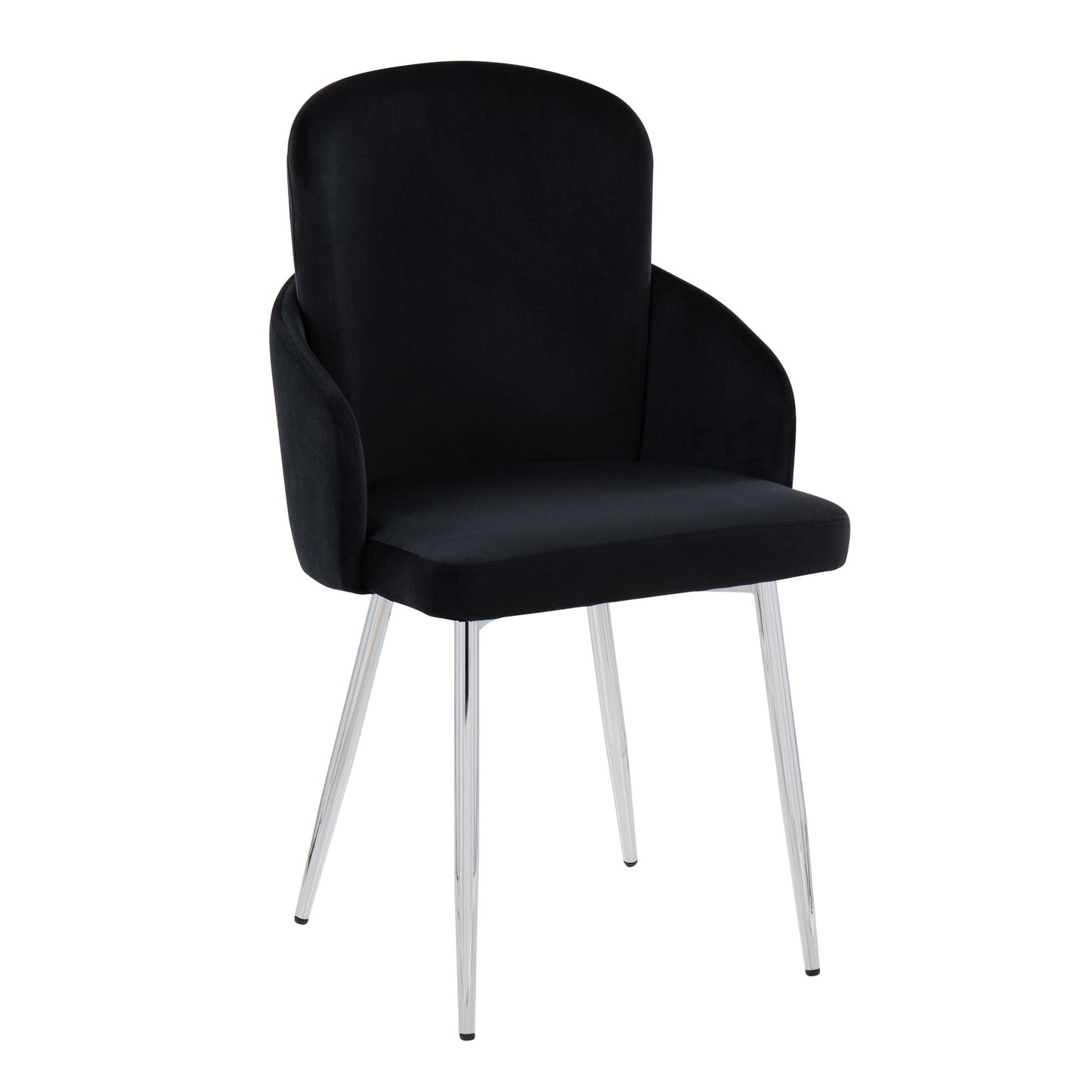 Dahlia Contemporary Dining Chair in Gold Metal and Black Faux Leather with Chrome Accent   - Set of 2