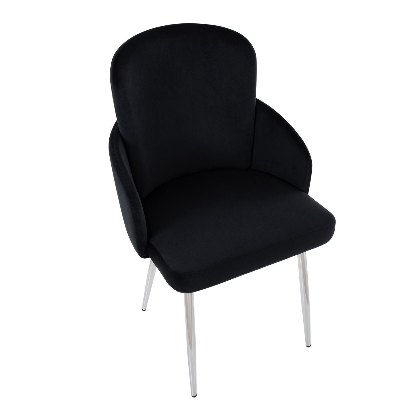 Dahlia Contemporary Dining Chair in Gold Metal and Black Faux Leather with Chrome Accent   - Set of 2