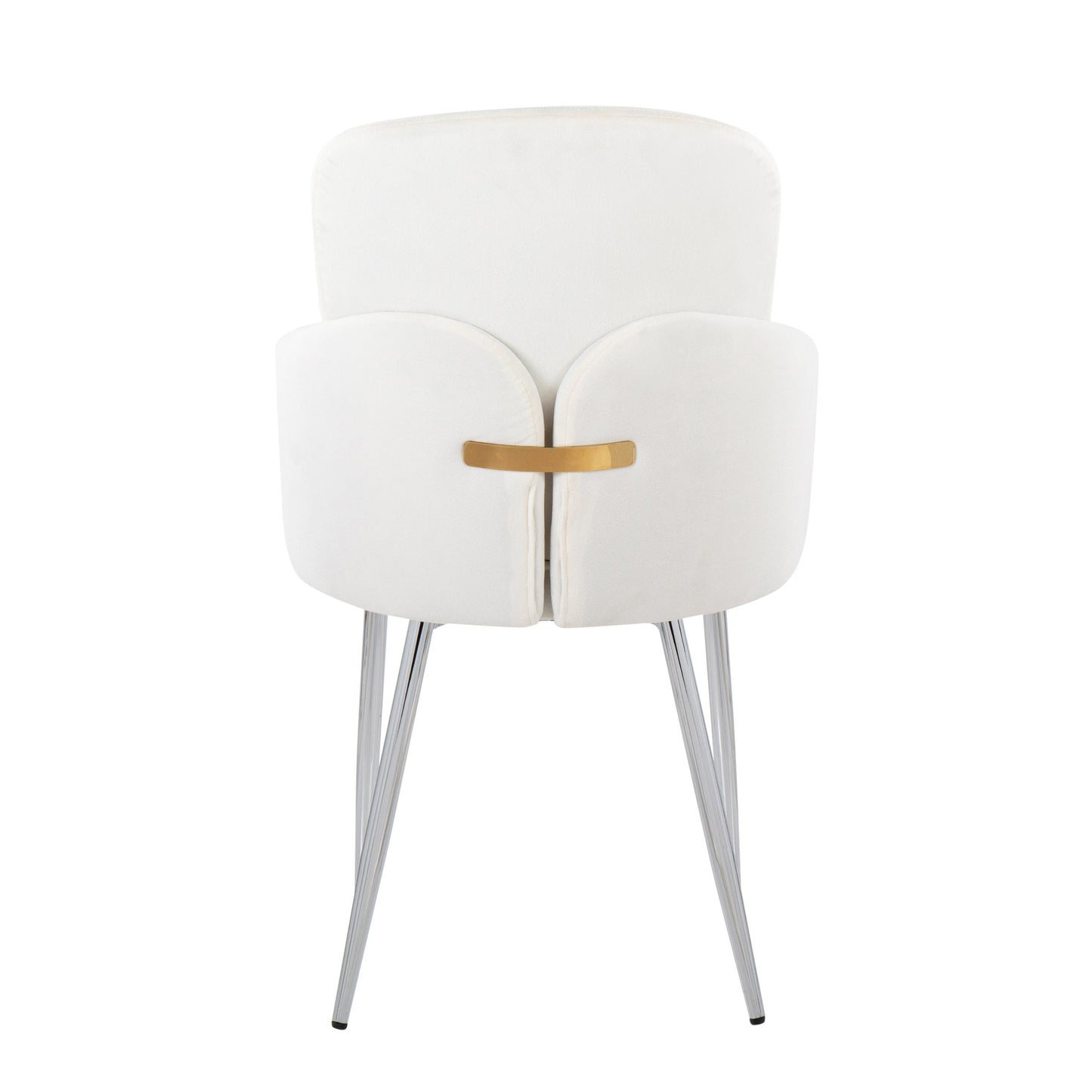 Dahlia Contemporary Dining Chair in Gold Metal and Black Faux Leather with Chrome Accent   - Set of 2