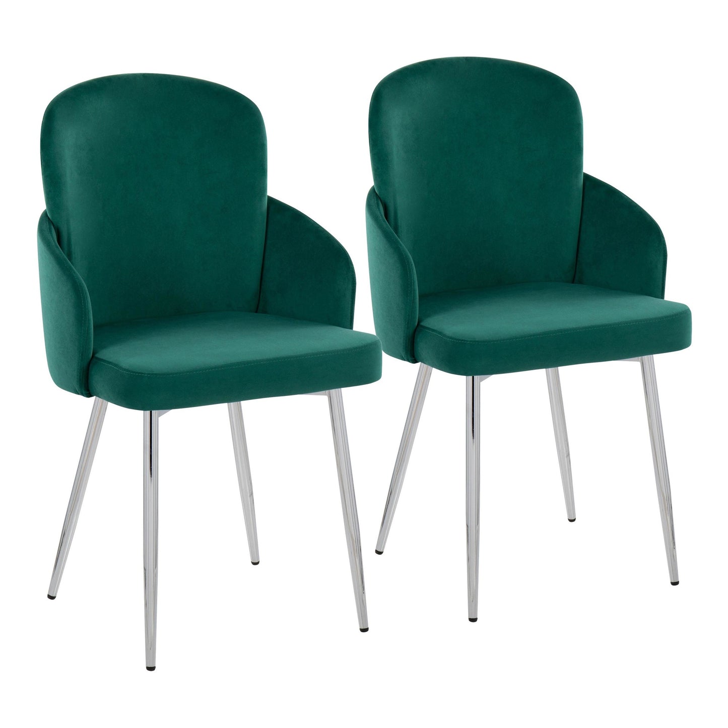 Dahlia Contemporary Dining Chair in Gold Metal and Black Faux Leather with Chrome Accent   - Set of 2