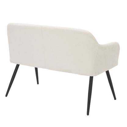 Daniella Contemporary High Back Bench in Black Metal and Cream Fabric by LumiSource.
