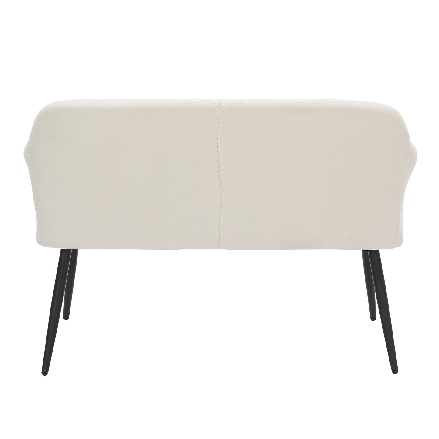 Daniella Contemporary High Back Bench in Black Metal and Cream Fabric by LumiSource.