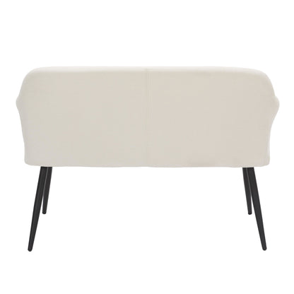 Daniella Contemporary High Back Bench in Black Metal and Cream Fabric by LumiSource.