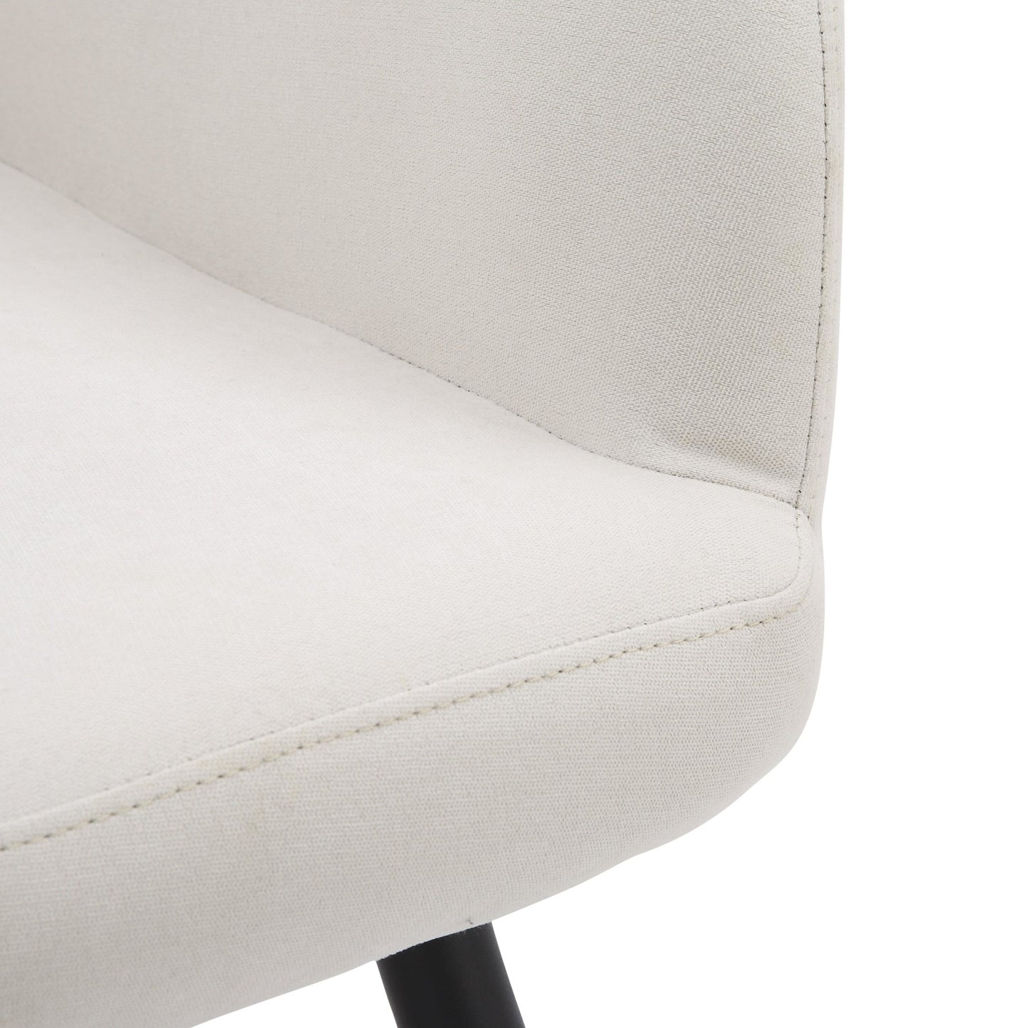 Daniella Contemporary High Back Bench in Black Metal and Cream Fabric by LumiSource.