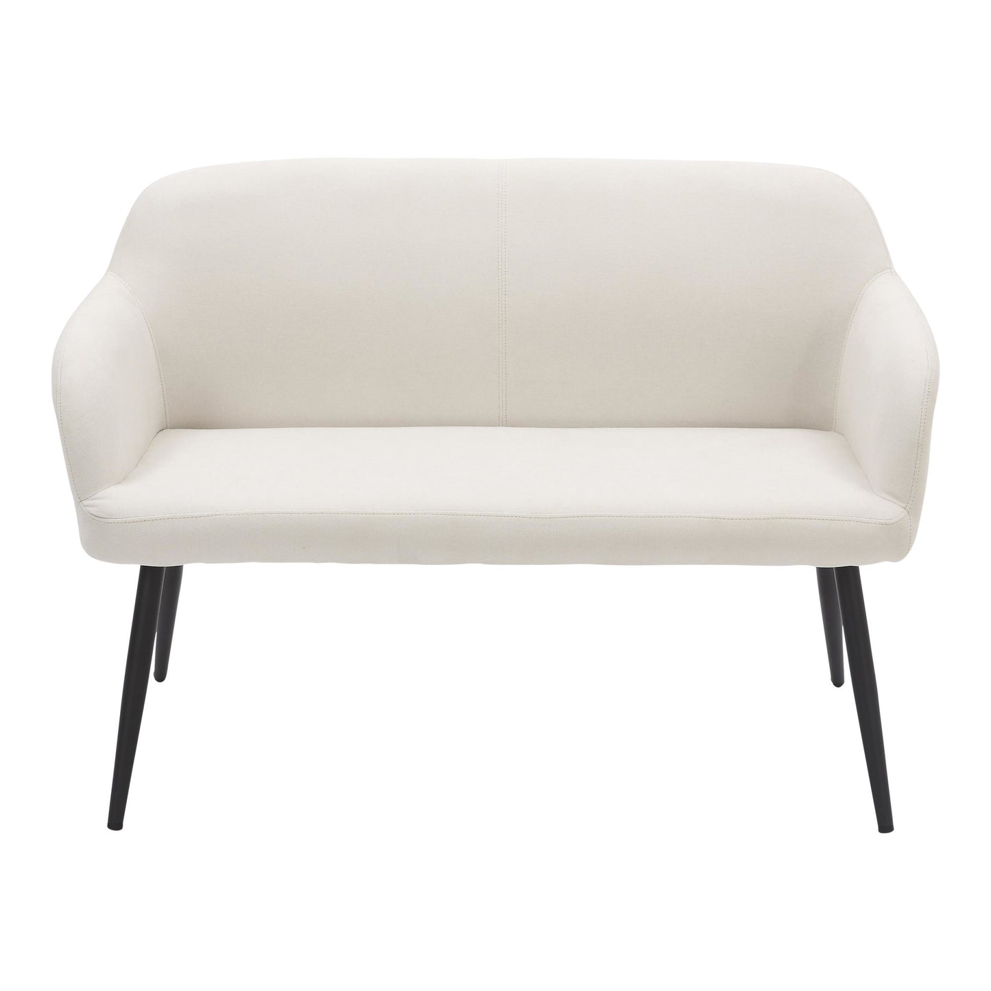 Daniella Contemporary High Back Bench in Black Metal and Cream Fabric by LumiSource.