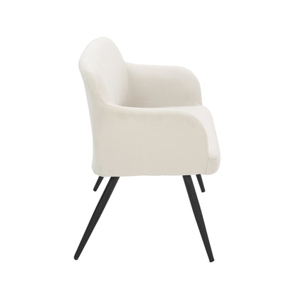 Daniella Contemporary High Back Bench in Black Metal and Cream Fabric by LumiSource.