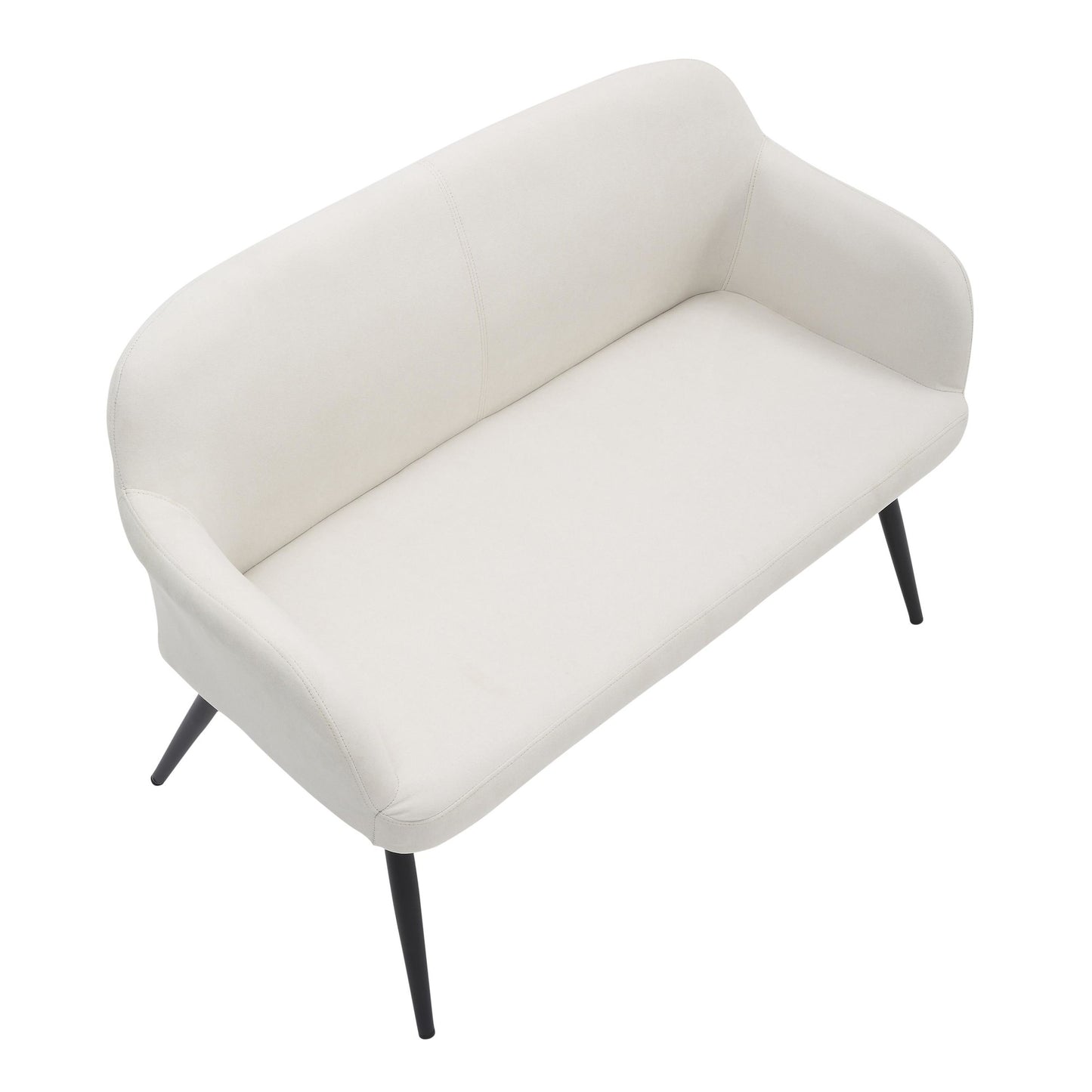 Daniella Contemporary High Back Bench in Black Metal and Cream Fabric by LumiSource.