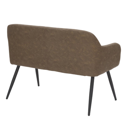 Daniella Contemporary High Back Bench in Black Metal and Cream Fabric by LumiSource.