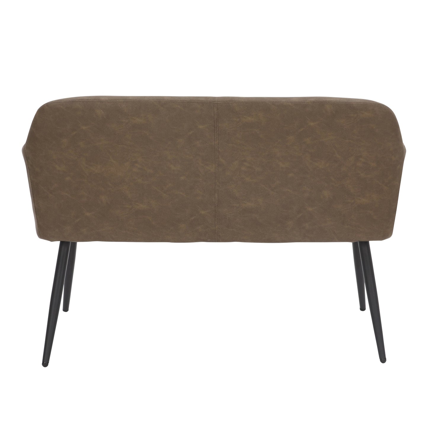 Daniella Contemporary High Back Bench in Black Metal and Cream Fabric by LumiSource.