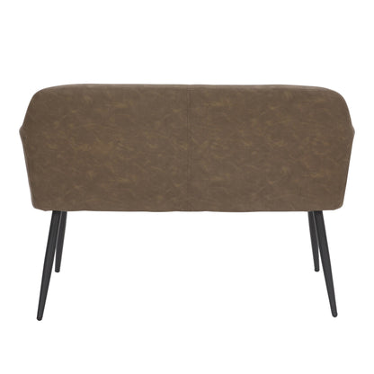 Daniella Contemporary High Back Bench in Black Metal and Cream Fabric by LumiSource.