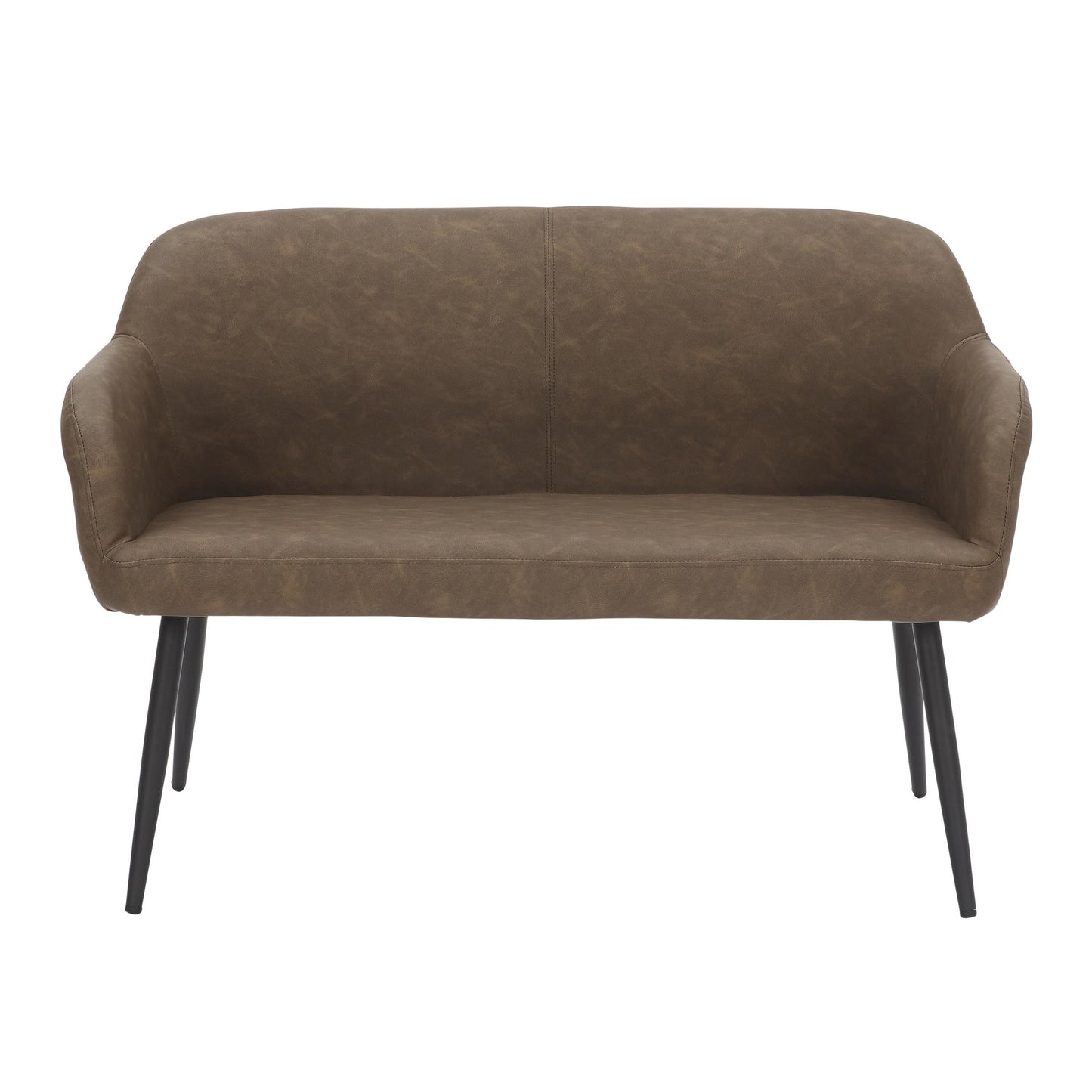 Daniella Contemporary High Back Bench in Black Metal and Cream Fabric by LumiSource.