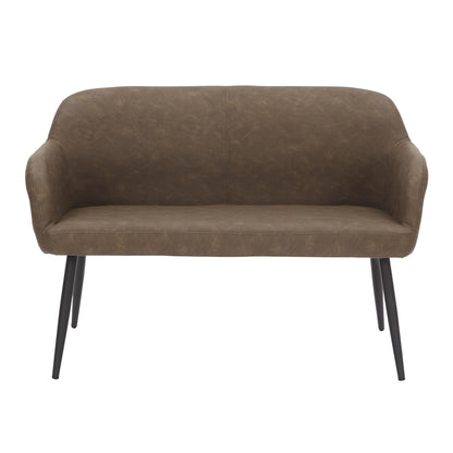Daniella Contemporary High Back Bench in Black Metal and Cream Fabric by LumiSource.