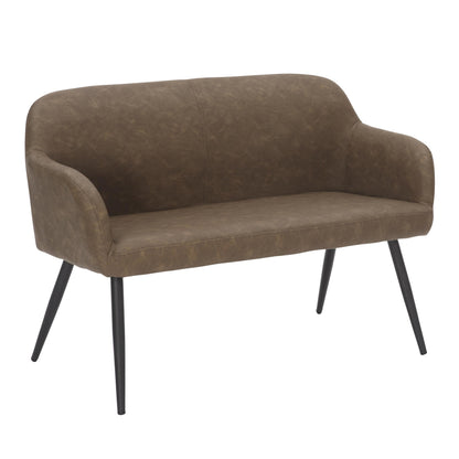 Daniella Contemporary High Back Bench in Black Metal and Cream Fabric by LumiSource.