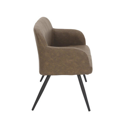 Daniella Contemporary High Back Bench in Black Metal and Cream Fabric by LumiSource.