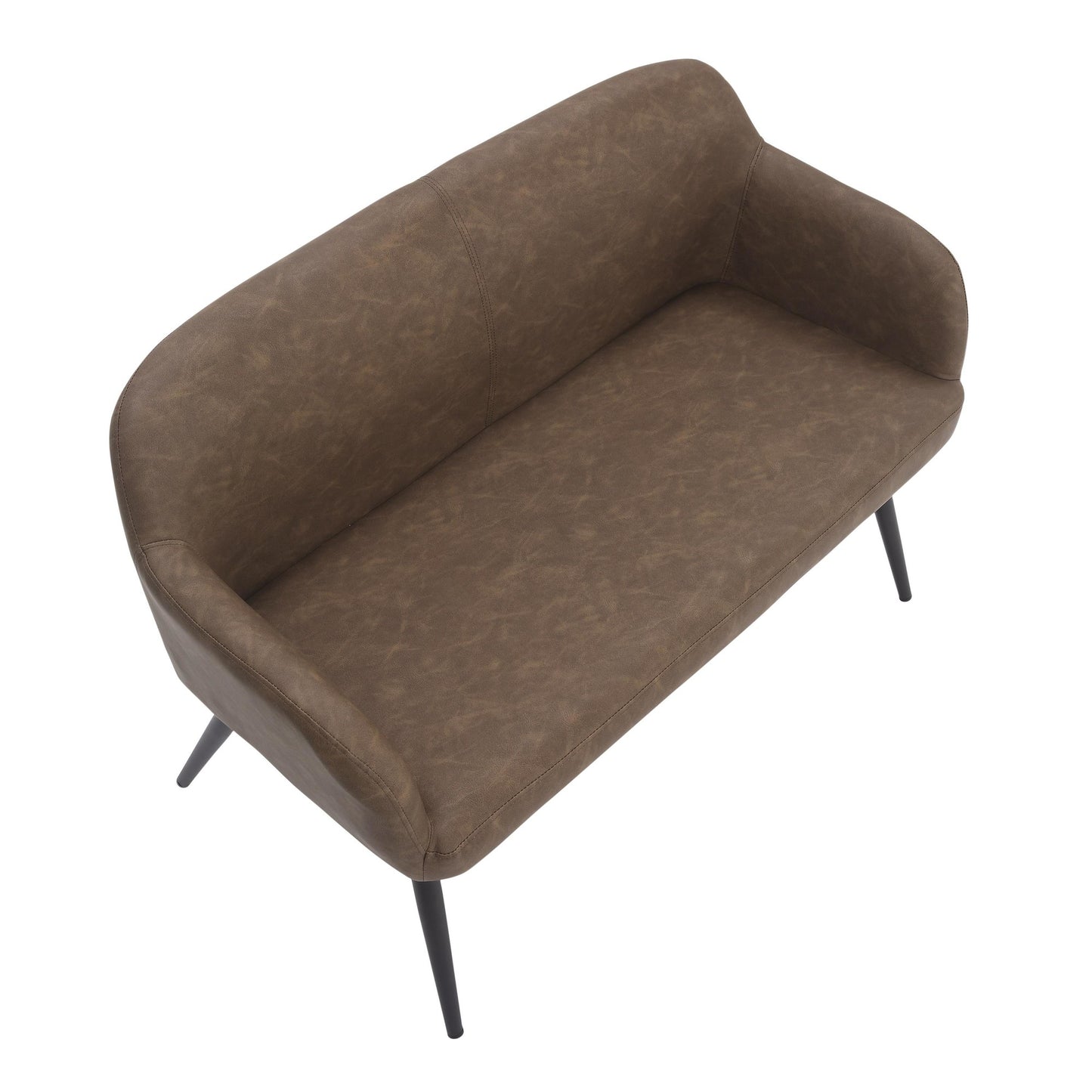 Daniella Contemporary High Back Bench in Black Metal and Cream Fabric by LumiSource.