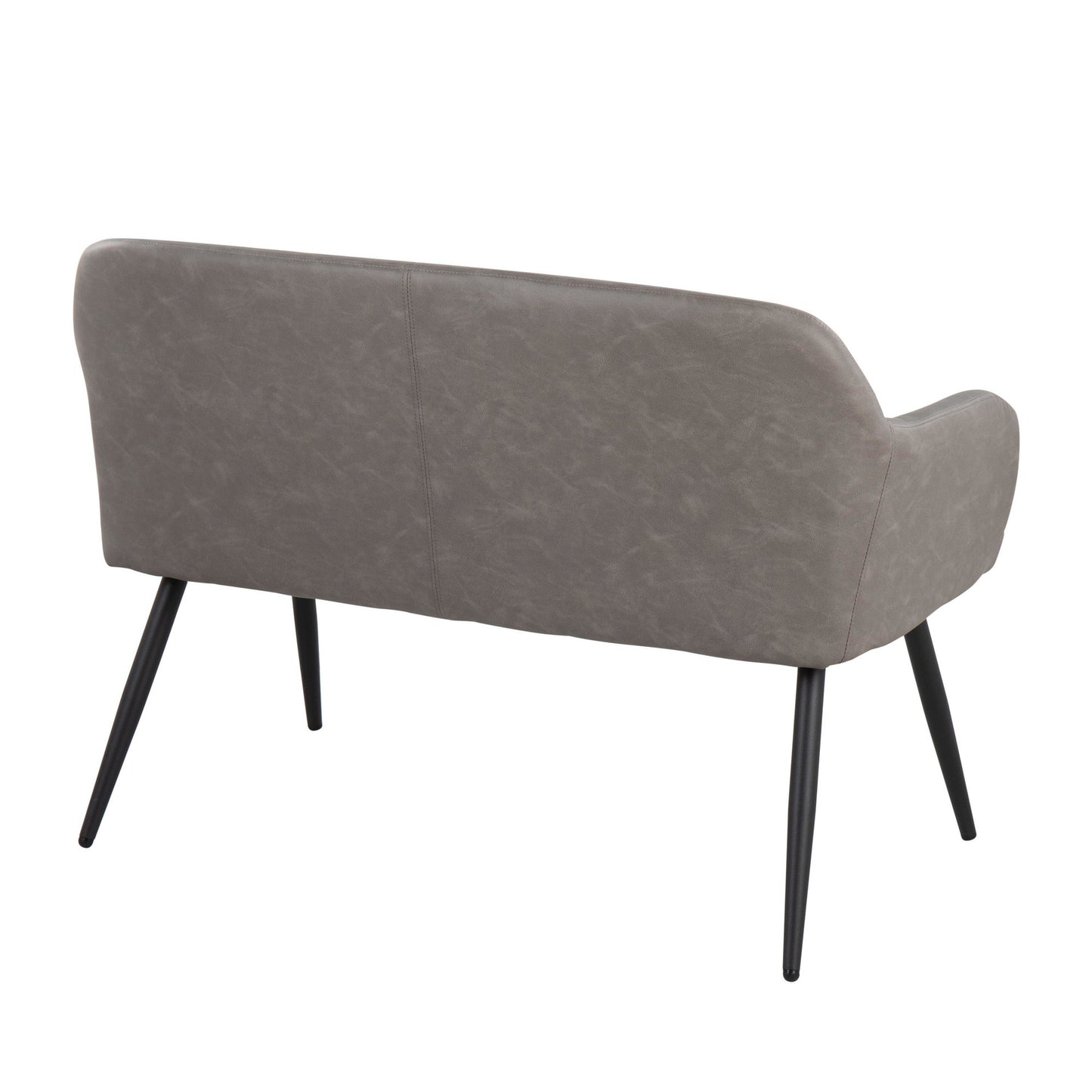 Daniella Contemporary High Back Bench in Black Metal and Cream Fabric by LumiSource.