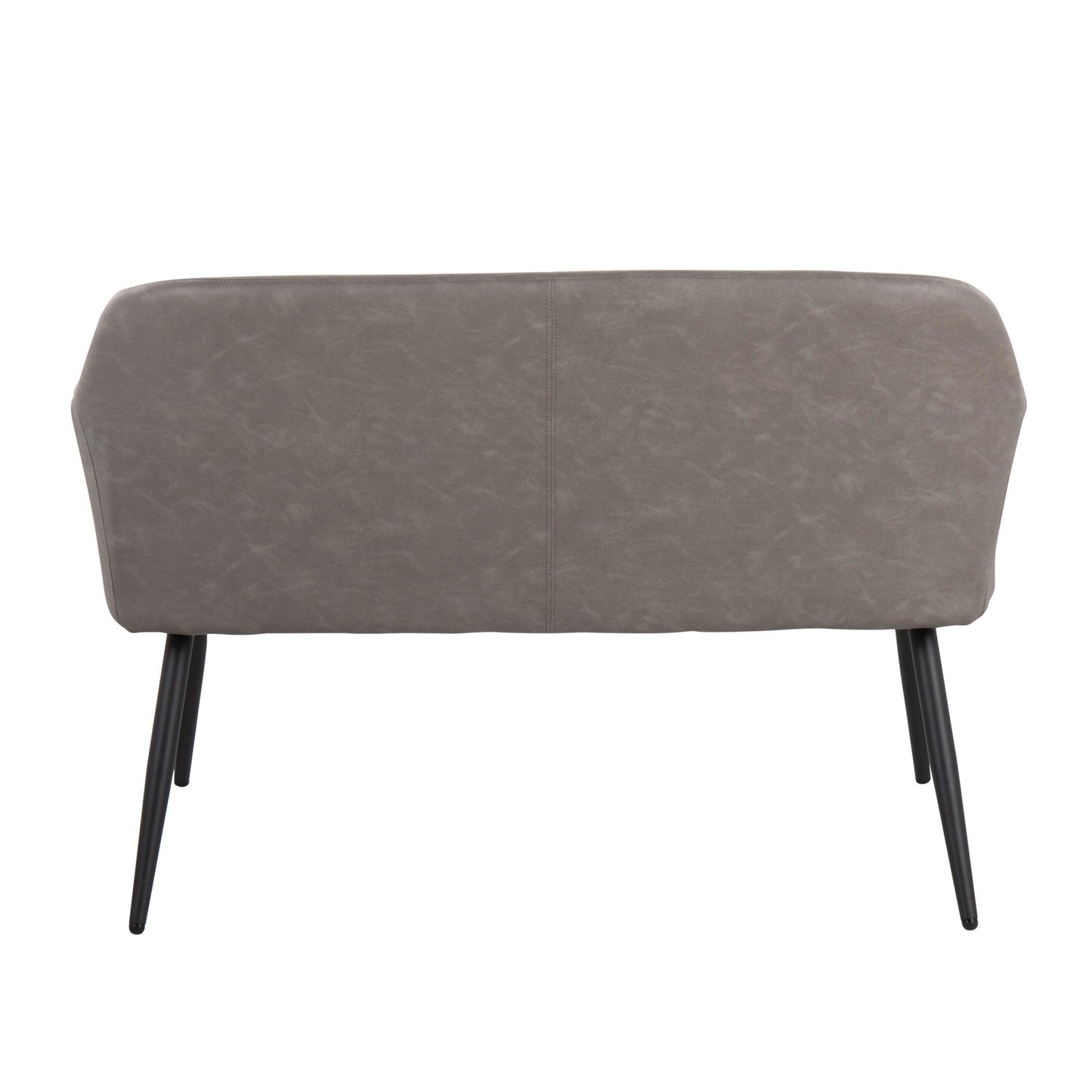 Daniella Contemporary High Back Bench in Black Metal and Cream Fabric by LumiSource.