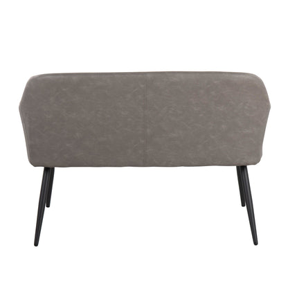Daniella Contemporary High Back Bench in Black Metal and Cream Fabric by LumiSource.