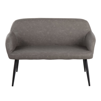 Daniella Contemporary High Back Bench in Black Metal and Cream Fabric by LumiSource.