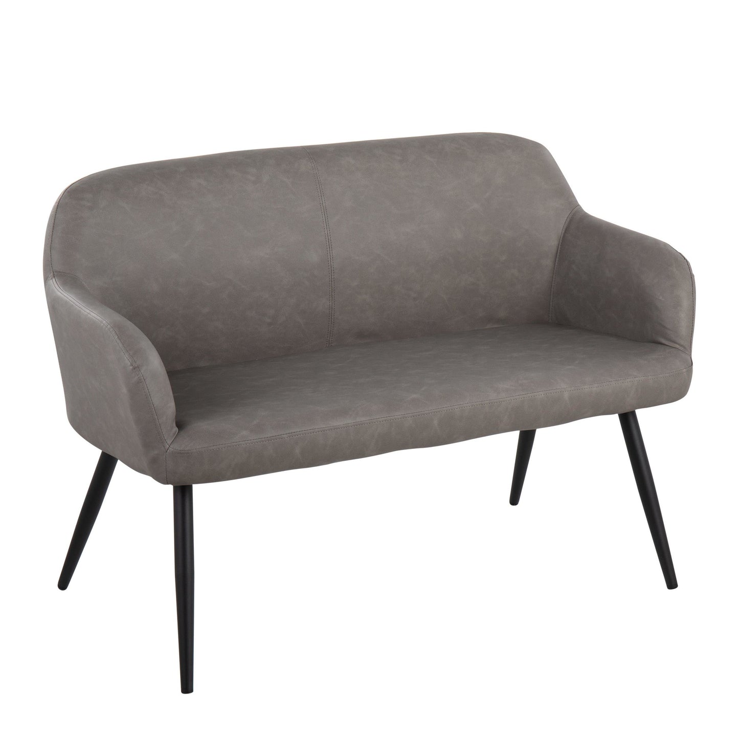 Daniella Contemporary High Back Bench in Black Metal and Cream Fabric by LumiSource.
