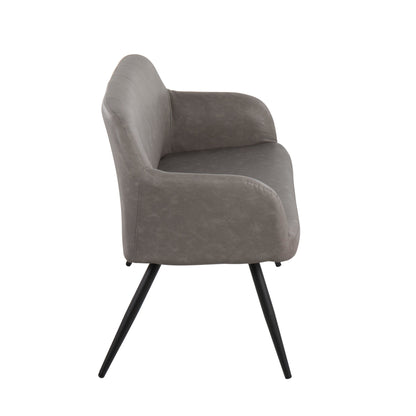 Daniella Contemporary High Back Bench in Black Metal and Cream Fabric by LumiSource.