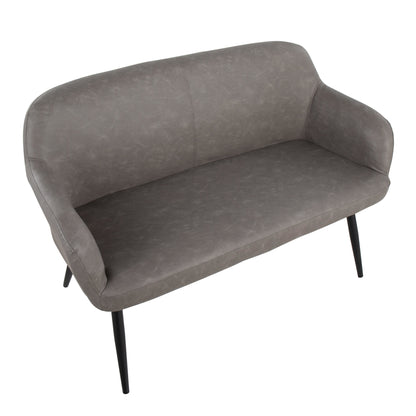 Daniella Contemporary High Back Bench in Black Metal and Cream Fabric by LumiSource.