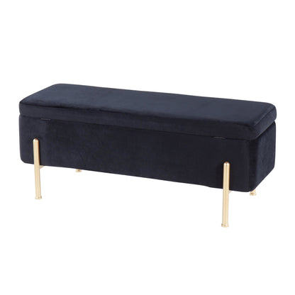 Daniella Contemporary Dining Chair in Gold Steel and Black Faux Leather   - Set of 2