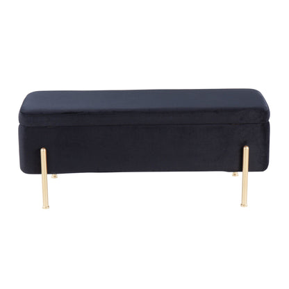 Daniella Contemporary Dining Chair in Gold Steel and Black Faux Leather   - Set of 2