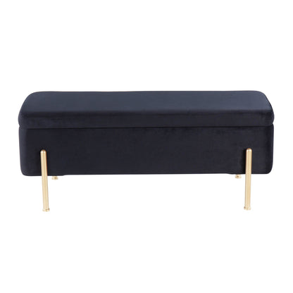 Daniella Contemporary Dining Chair in Gold Steel and Black Faux Leather   - Set of 2