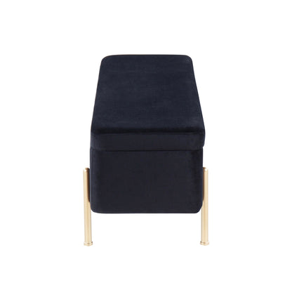 Daniella Contemporary Dining Chair in Gold Steel and Black Faux Leather   - Set of 2