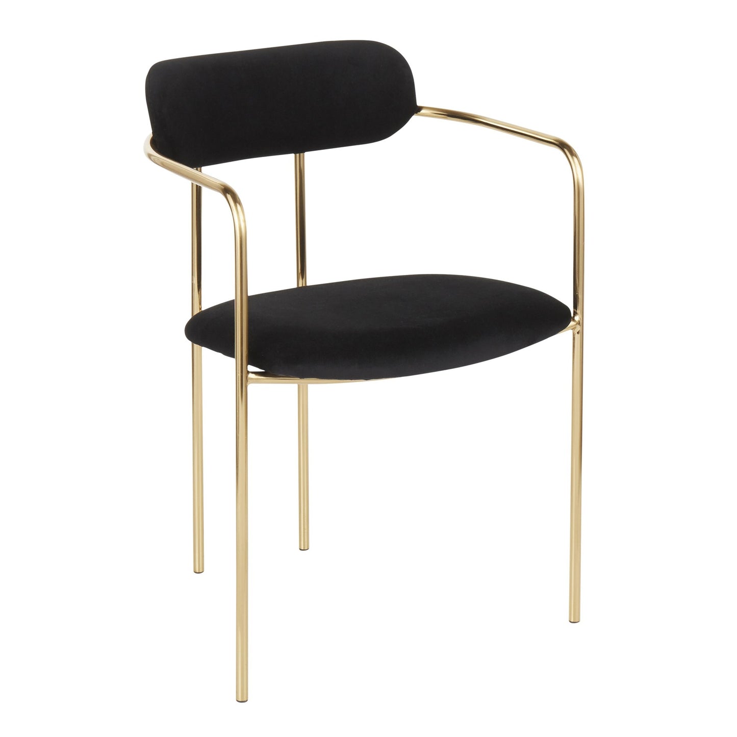 Demi Contemporary Chair in Gold Metal and Black Velvet by LumiSource - Set of 2