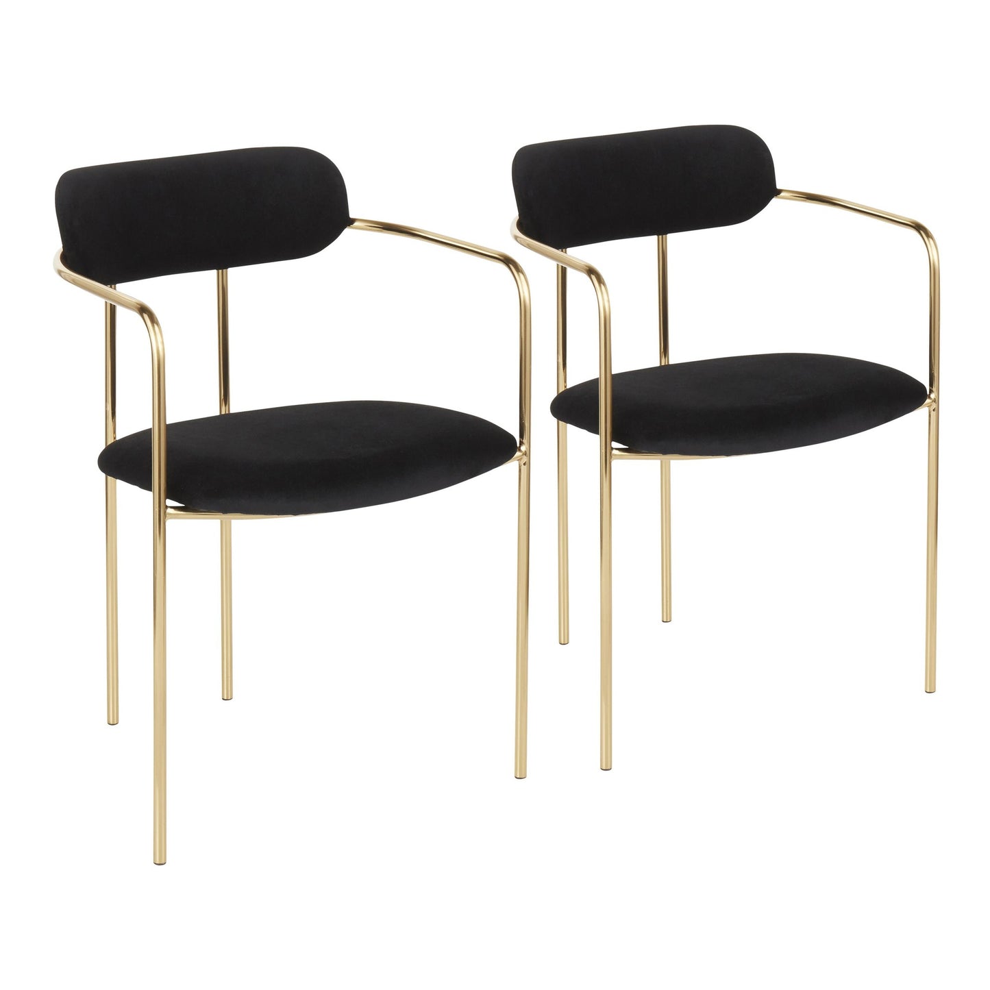 Demi Contemporary Chair in Gold Metal and Black Velvet by LumiSource - Set of 2
