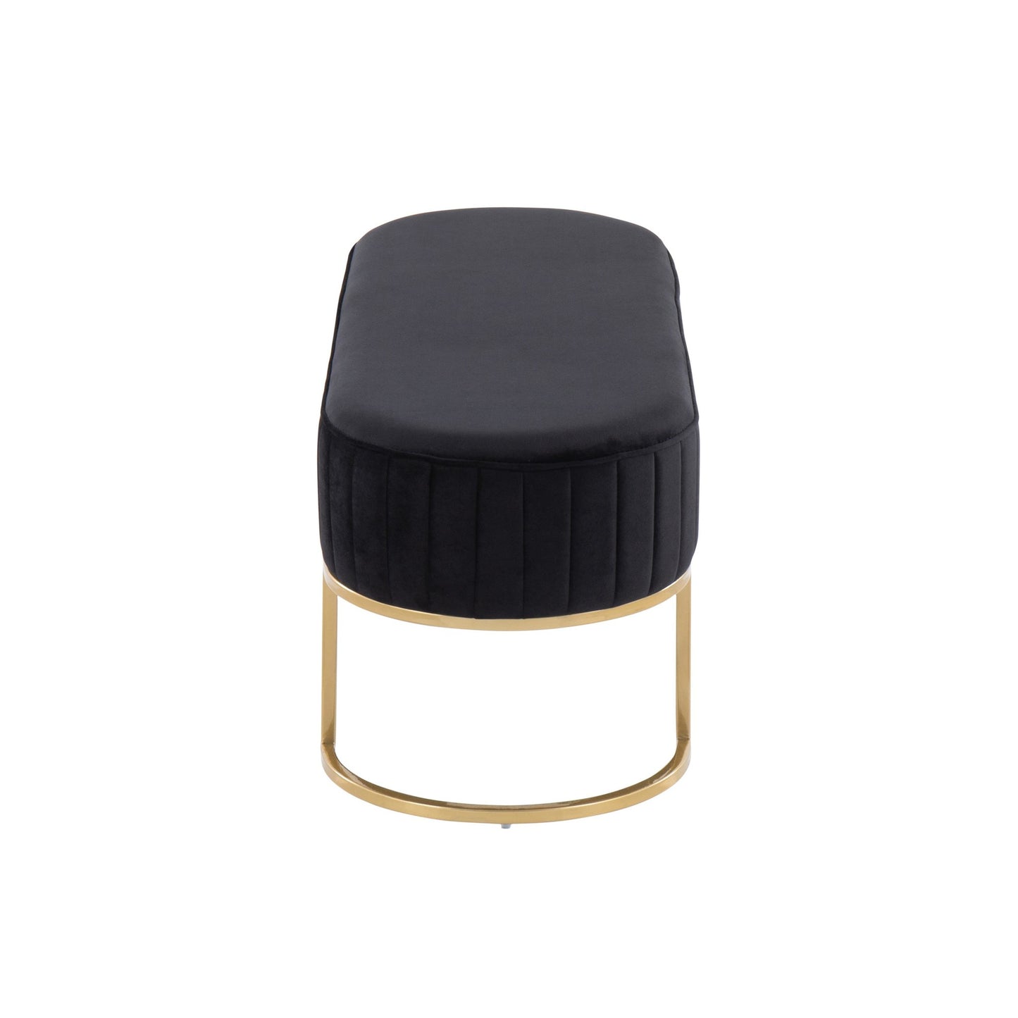 Demi Glam Pleated Bench in Gold Steel and Cream Velvet