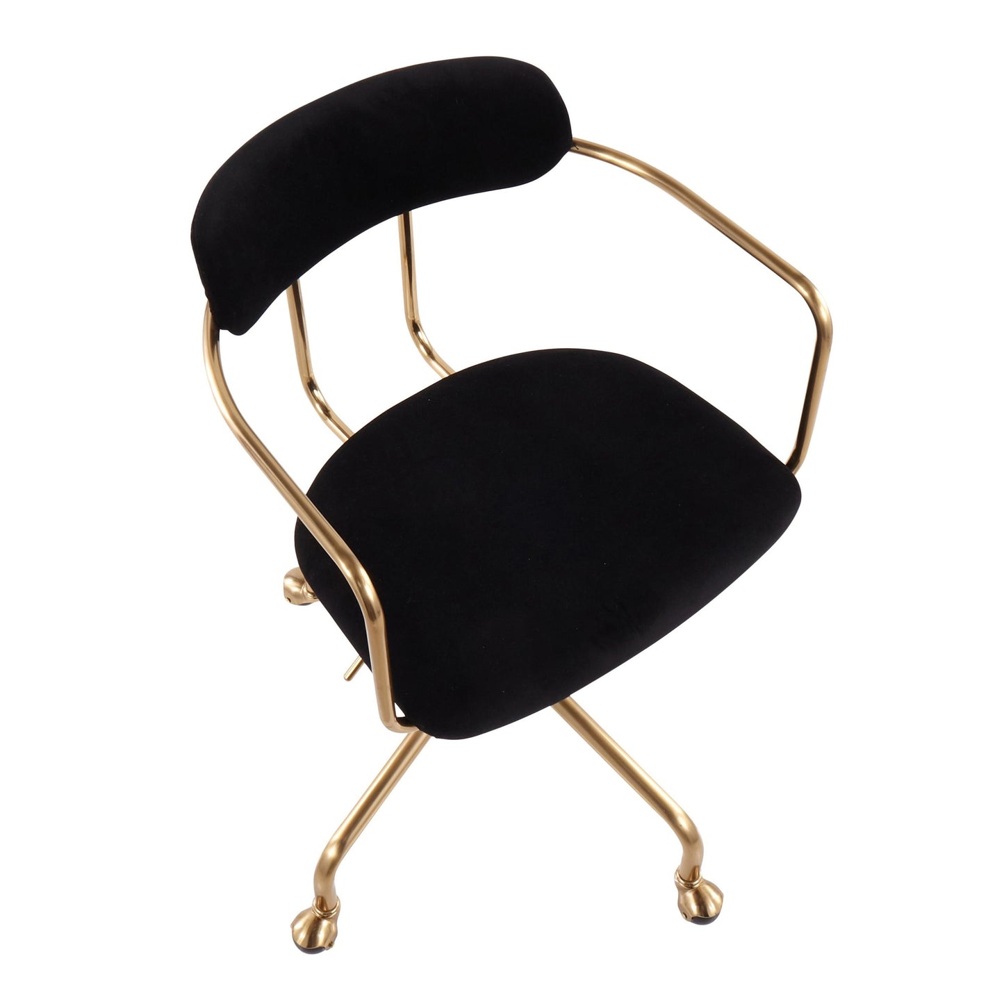 Demi Contemporary Office Chair in Gold Metal and Black Velvet